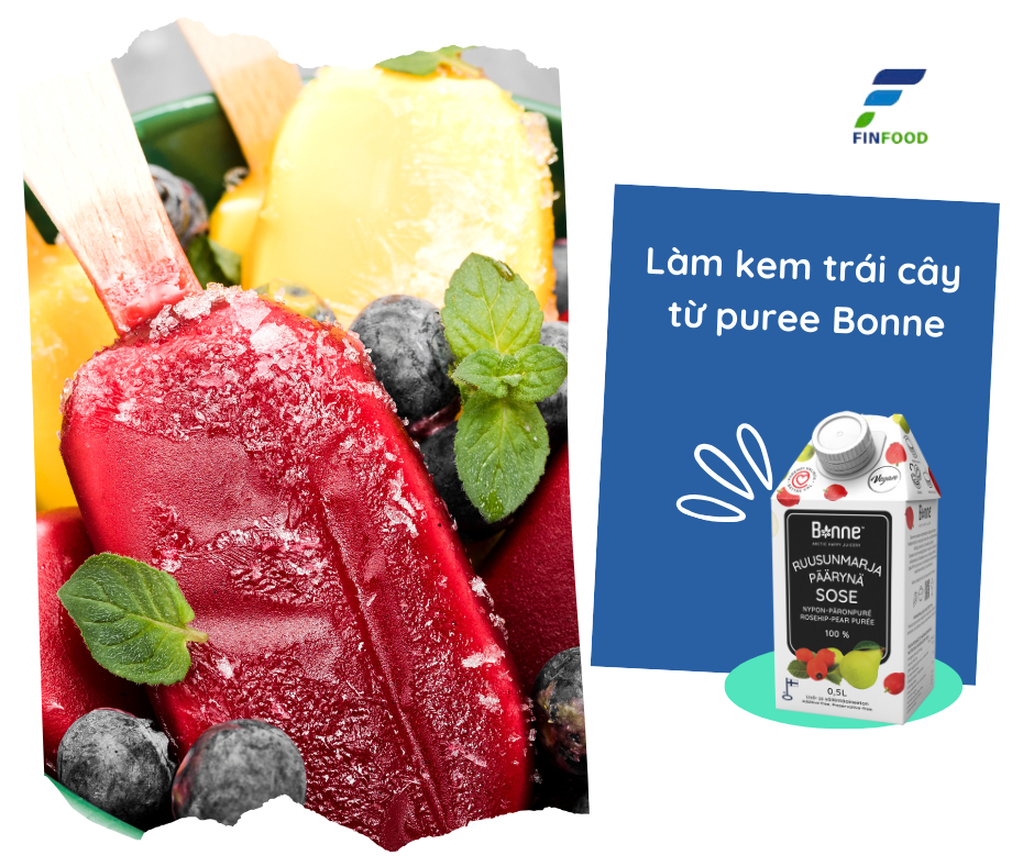 Làm kem trái cây từ puree Bonne